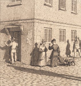 Kadun kulma. Kuva "Lineaarinen perspektiivi", levy VII tekijältä Christoffer Wilhelm Eckersberg