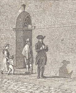 Kirkon oven edessä tekijältä Christoffer Wilhelm Eckersberg