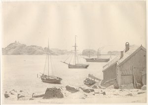 Frederiksværnin satama Larviksfjordenissa, Norjassa. tekijältä Christoffer Wilhelm Eckersberg