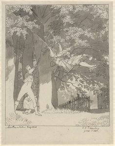 Keinu. Skjoldnæsholmin metsästä tekijältä Christoffer Wilhelm Eckersberg