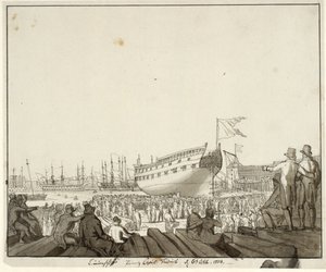 Linjalaiva Prins Christian Frederik ajaa karille tekijältä Christoffer Wilhelm Eckersberg