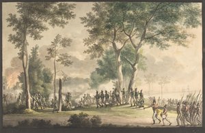 Elämänmetsästäjien tulos Classenin puutarhassa 31. elokuuta 1807. tekijältä Christoffer Wilhelm Eckersberg