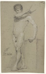 Model masculí de peu, perfil a finès esquerre tekijältä Christoffer Wilhelm Eckersberg