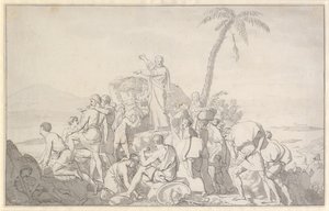 Mooses jakaa vedet ja faraon armeija nielaistyy tekijältä Christoffer Wilhelm Eckersberg