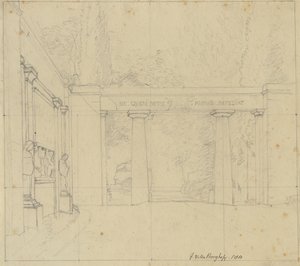 Osa Villa Borghesen puutarhaa Porta Ægizianan kanssa Roomassa. tekijältä Christoffer Wilhelm Eckersberg