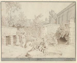 Tontti roomalaisessa akveduktissa Arcueilissa, Pariisissa tekijältä Christoffer Wilhelm Eckersberg