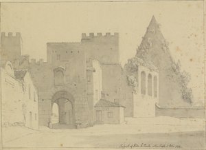 Porta S.Paolon ja Piramide di Caio Cestion näköala kaupungin puolelta katsottuna, Rooma. tekijältä Christoffer Wilhelm Eckersberg