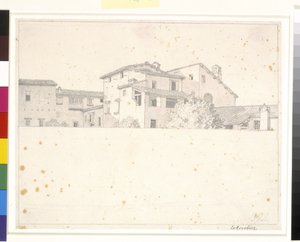 Roomalaisia ​​taloja, nähtynä seinän yli. tekijältä Christoffer Wilhelm Eckersberg
