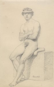 Istuva miesmalli. tekijältä Christoffer Wilhelm Eckersberg