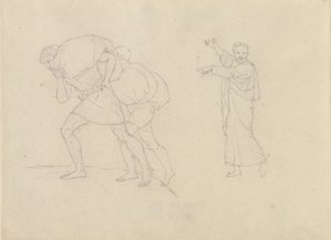 Tutkimus kahdesta miehestä, jotka kuormitettuina ovat nousemassa vuorelle tekijältä Christoffer Wilhelm Eckersberg