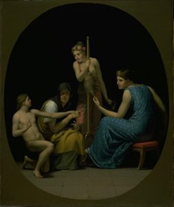 Parcae: Clotho, Lachesis ja Atropos pyörittävät elämän lankaa tekijältä Christoffer Wilhelm Eckersberg