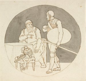 Kaksi soturia, toinen seisomassa, toinen istumassa tekijältä Christoffer Wilhelm Eckersberg