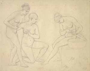 Luonnos Ceropin tyttärien kuvasta. tekijältä Christoffer Wilhelm Eckersberg