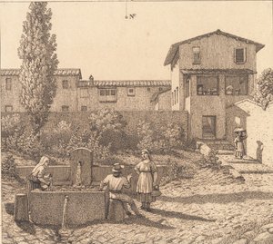 Näkymä italialaiseen kylään tekijältä Christoffer Wilhelm Eckersberg