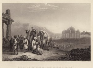 Kohtaus Kattiawarissa, Travelers and Escort (kaiverrus)