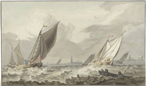 Zuiderzee Medemblikin kanssa edellä tekijältä C. Dietrich (prentmaker)