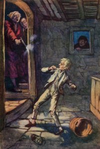 Ilustração para Oliver Twist por Charles Dickens (litho colorida) finlandesa