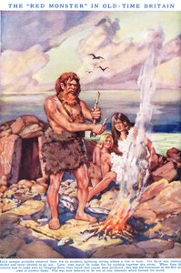 Tuli: "Punainen hirviö" vanhan ajan Britanniassa, kuvitus "Newnesin kuvakirjasta" (väri litho)