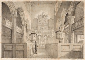 The Interior of St. Peters, Wolverhampton, kaiverrus I. Shaw, 1848 tekijältä C. J. Greenwood
