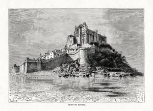 Mont-Saint-Michel, Normandia, Ranska, 1879 tekijältä C. Laplante