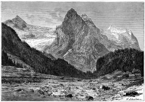 Wellhorn ja Rosenlauin jäätikkö, Sveitsi, 1800-luku.