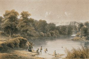 Jordanjoki. Schacherin etsaus - Steinkopk J.F. Editore tekijältä C. Schacher