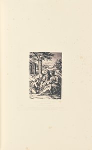 Neitsyt palmupuun äärellä, kaiverrettu M. Antonio tekijältä Caldesi and Montecchi