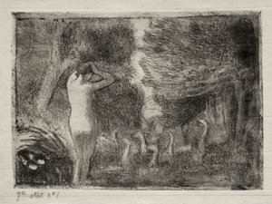 Kylpylä ja hanhet, 1895. tekijältä Camille Jacob Pissarro