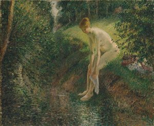 Kylpijä metsässä, 1895 tekijältä Camille Jacob Pissarro