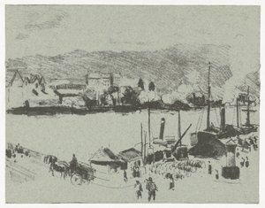 Näkymä Seinen laiturille Rouenissa Quai Boieldieu, à Rouen tekijältä Camille Jacob Pissarro