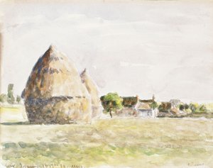 Heinäsuovasta, Eragny Evening; Heinäsuovasta, Evening Eragny, 1889 tekijältä Camille Jacob Pissarro