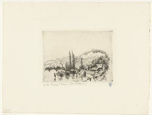 Maisema lähellä Rouenia Paysage à Rouen (Côte ste Catherine) (otsikko esineessä) tekijältä Camille Jacob Pissarro