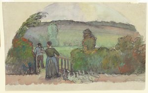 Hanhityttö, n. 1895 tekijältä Camille Jacob Pissarro