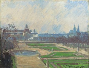 Tuileries ja Louvre, 1900 tekijältä Camille Jacob Pissarro