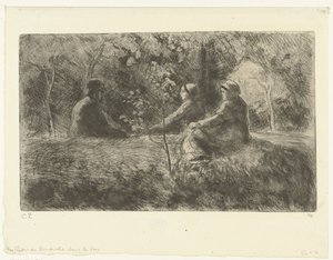 Zondagse rust in het bos Sunnuntai lepo metsässä tekijältä Camille Jacob Pissarro
