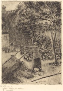 Nainen tyhjentämässä kottikärryä Nainen tyhjentämässä kottikärryä, 1880. tekijältä Camille Pissarro