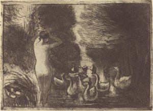 Hanhenuima (Uimarit hanhien kanssa) tekijältä Camille Pissarro
