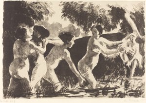 Bathers Wrestling (Baigneuses luttants) tekijältä Camille Pissarro