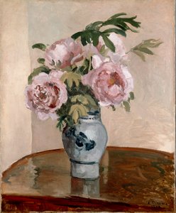 Kimppu vaaleanpunaisia pioneja, 1873 tekijältä Camille Pissarro