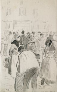 Markkinoiden koostumustutkimus Pontoisessa, 1881 tekijältä Camille Pissarro