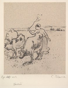 Lehmänpaimen, n. 1899. tekijältä Camille Jacob Pissarro