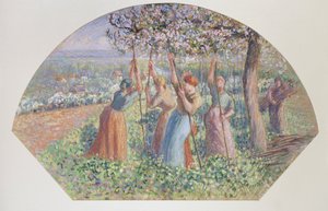 Suunnittelu tuulettimelle: Herneenpiiput, 1890 tekijältä Camille Pissarro