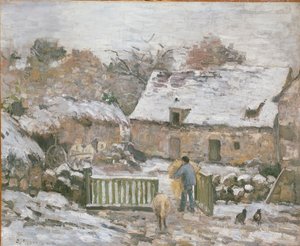 Maatila Montfoucaultssa: Lumiefekti, 1874-1876 tekijältä Camille Pissarro