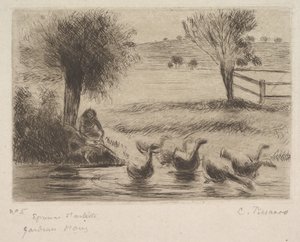 Hanhentyttö, 1888. tekijältä Camille Jacob Pissarro
