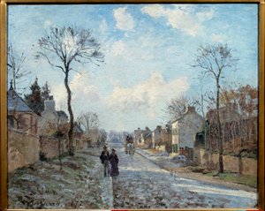Tie Louveciennesiin Camille Pissarron (1830-1903) maalaus 1872 su. 0,6x0,73 m Pariisi, Orsay-museo tekijältä Camille Jacob Pissarro
