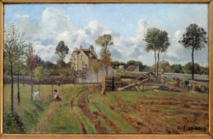 Maisema. Näkymä Louveciennesiin. Camille Pissarron (1830-1903) maalaus 1872 Su. 0,51x0,81 m Pariisi, musee d