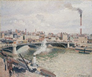 Aamu, pilvinen päivä, Rouen, 1896. tekijältä Camille Jacob Pissarro