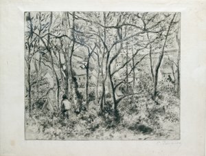 Maisema metsän alla, Eremitaaši Pontoisessa, 1879 tekijältä Camille Pissarro