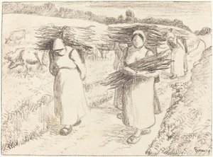Talonpoikien kantokepit Talonpojat kantokepit, 1896. tekijältä Camille Pissarro