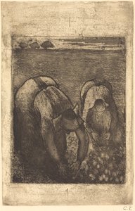 Talonpojat papupellolla tekijältä Camille Pissarro